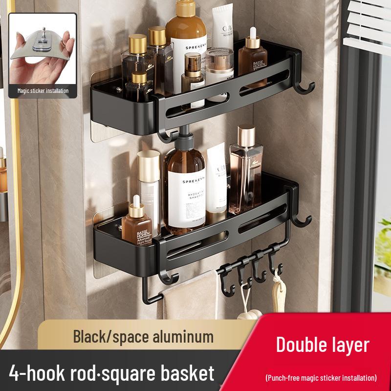Punch-Free Wall-Mounted Bathroom Storage Shelf