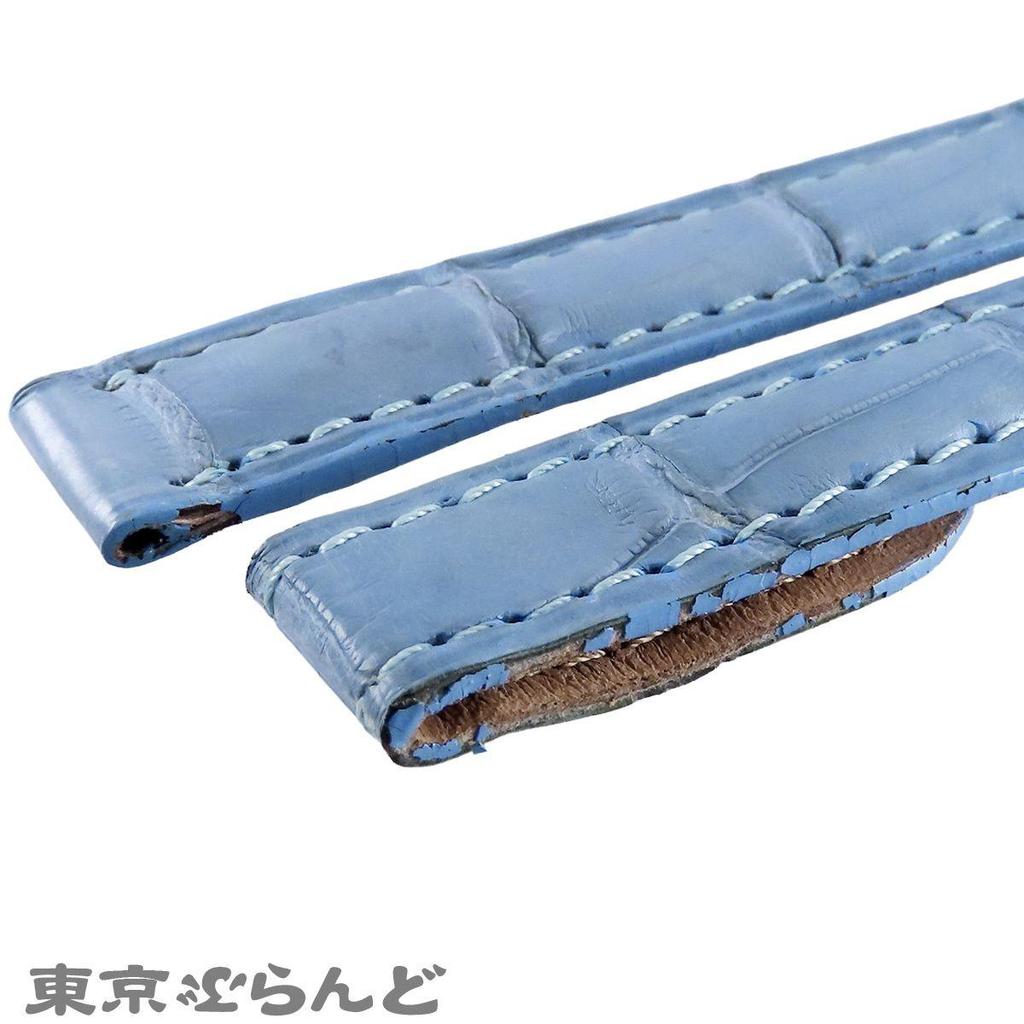 Used Cartier CARTIER Genuine Leather Belt KD28FM44 Pastel Blue Alligator Leather 13mm Replacement Strap for Tanks, Etc. Watch Strap for Women