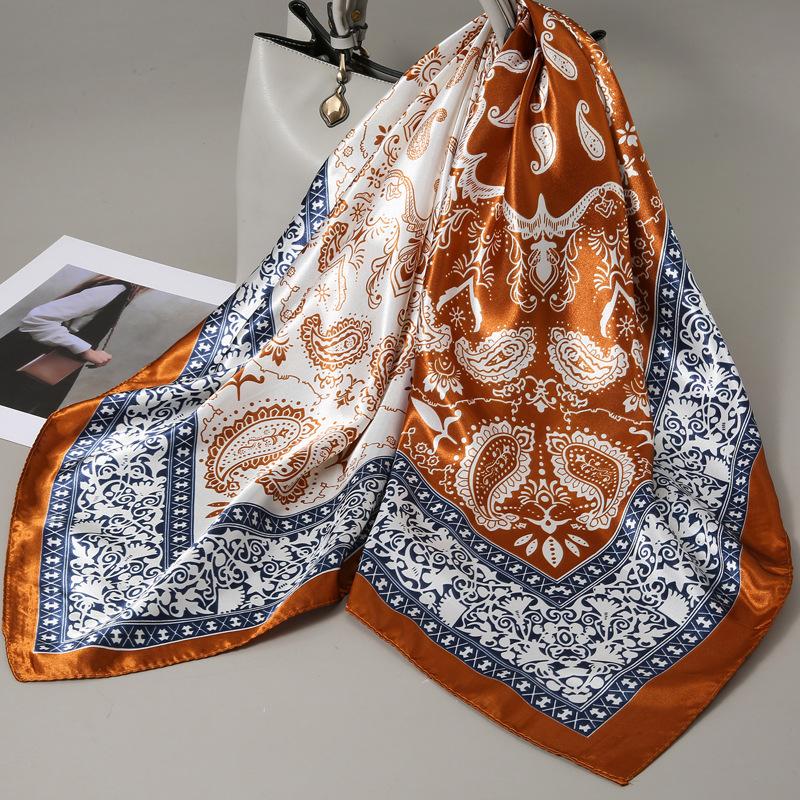 90 Square Scarves, Silk Scarves, Women's New Spring and Summer High-end Sense Versatile, Thin Scarves, Shawls Outside