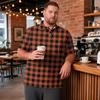 Men's Big Size Plaid Print Golf Polo Shirt Breathable Short Sleeve Collared Casual Workwear Top