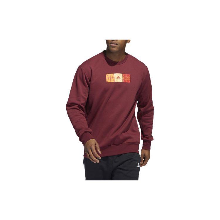 adidas Men s Mic Gfx Crew Basketball Fleece Pullover Red HP1024 XL