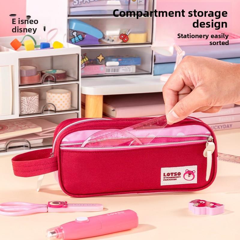 Mickey Mouse Kids Portable Dual Compartment Stationery Bag With Polyester Material For Learning