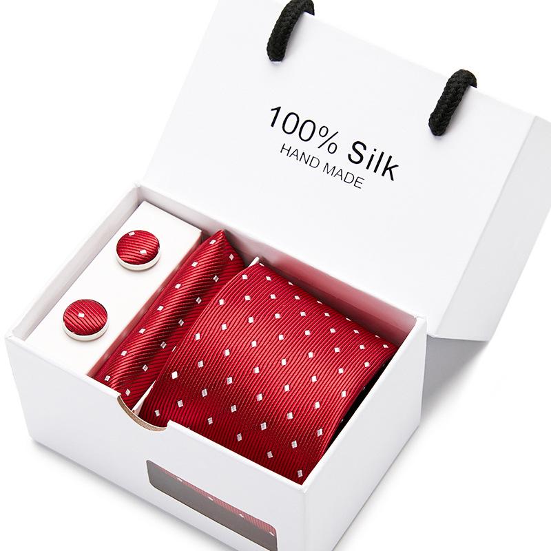 Men'S Tie Gift Box 5-Piece Set Tie Pocket Towel Scarf Cuff