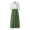 ZANZEA Women Elegant V-Neck Lantern Short Sleeve Waisted A-Line Dresses