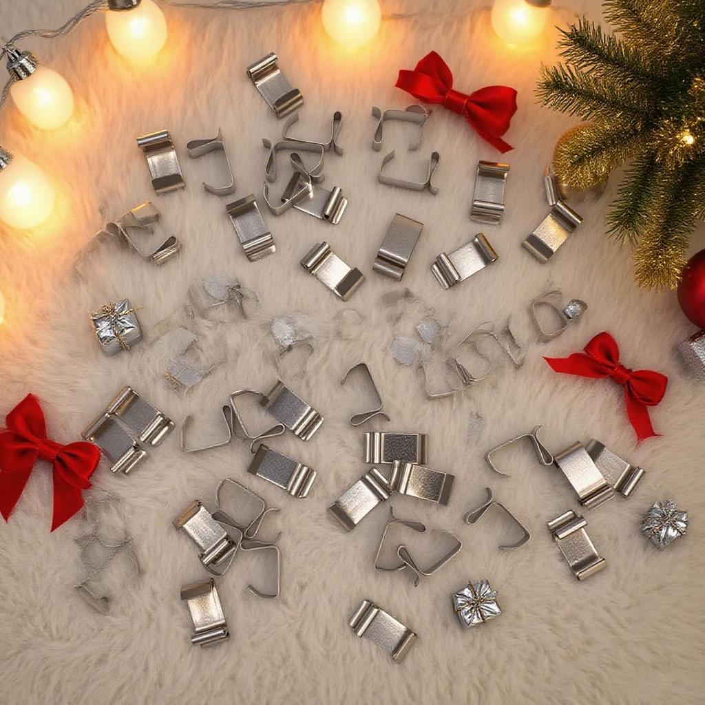 Y.A. LOTUS 50 Pcs Gutter Clips for Hanging Outdoor Lights, Premium Steel Gutter Hooks for Xmas Halloween Seasonal Rope Mini Decoration String Lights