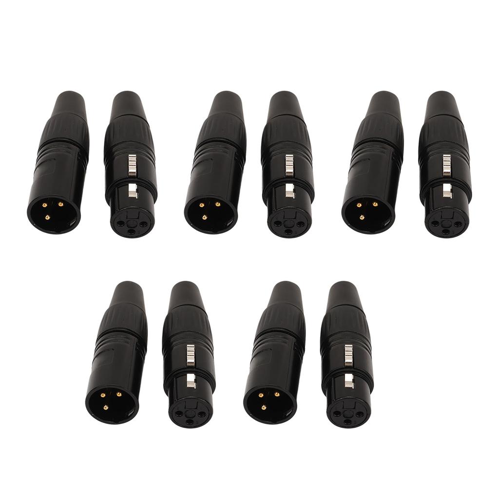 5 Pair XLR Plug 3 Pin Male Female XLR Microphone Audio Cable Connector Gold Plated