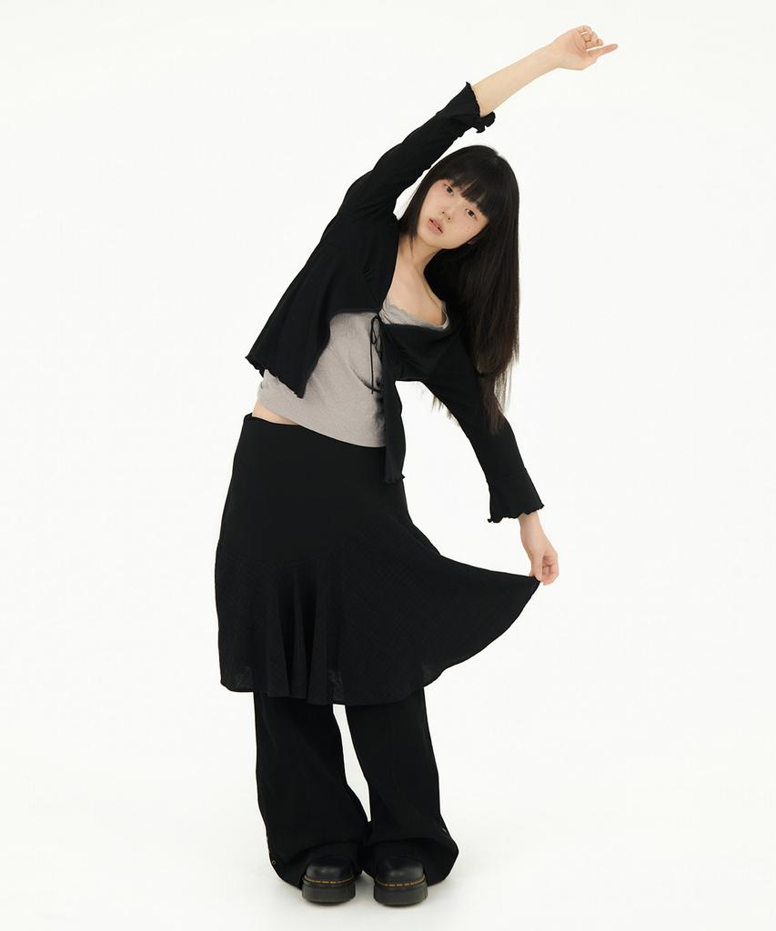 Mileko Wavy Check Midi Sk Black