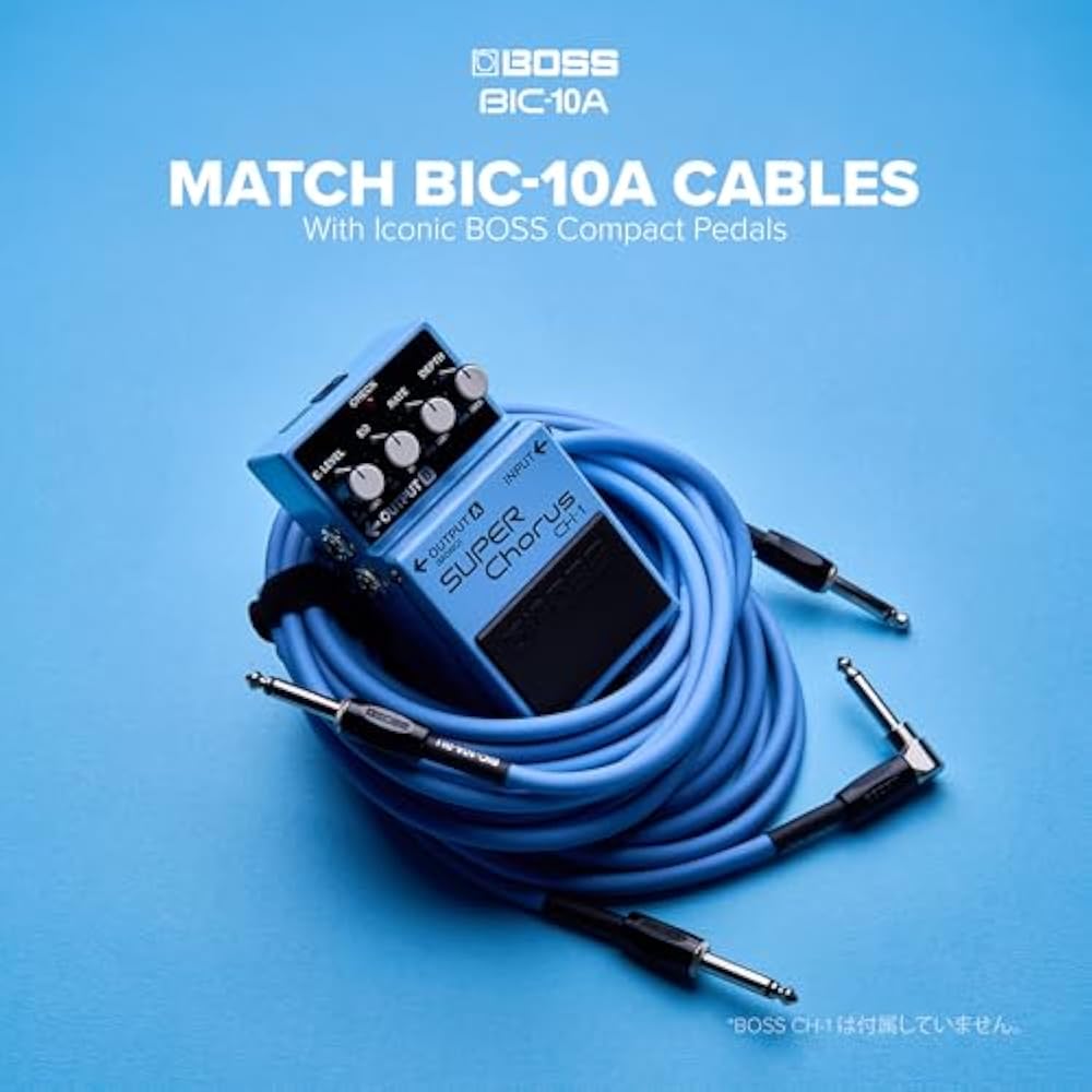 BOSS BOSS Guitar Cable BIC-10A-BU Perfect for Connecting Guitar/Bass To Effectors and Amps, BU Blue