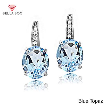 Fashion Jewelry Oval Blue Red Purple Yellow Topaz Clip Earrings For Women Party Valentines Earring Gifts