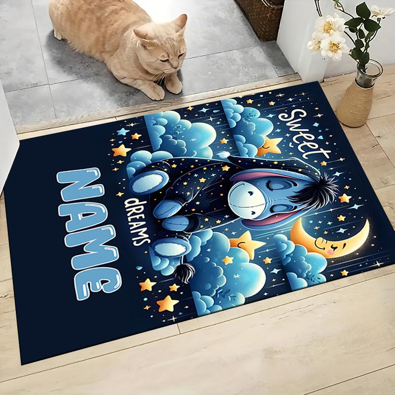 Custom Name Eeyore's Butterfly Adventure Carpet Rug Customizable Soft Washable Anti-Slip Home Living Room Sofa Mats Personalized Rug. 0909426