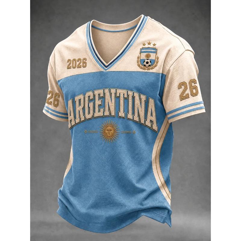 Argentinien Fan Fußball Trainings T-Shirt - 3D Digitaldruck - Bequem und Atmungsaktiv - Familienkleidung