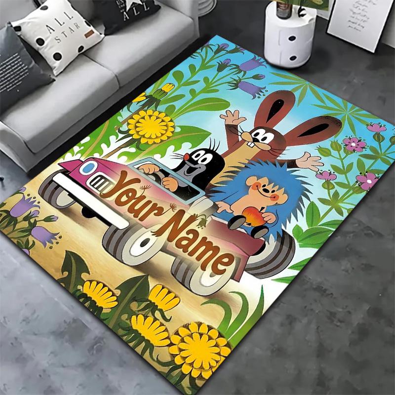 Animal Friends Garden Custom Name Carpet Rug For Living Room Bedroom Home Sofa Decoration Kids Play Nonslip Floor Mat