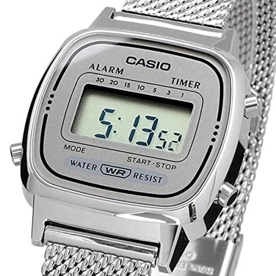 CASIO Wristwatch Women Digital Design LA670WEM-7 Silver Mesh Band Overseas Model