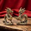 Brass Dragon Figure Home Decor Retro Decoration Desktop Tea Pet Copper Ornaments