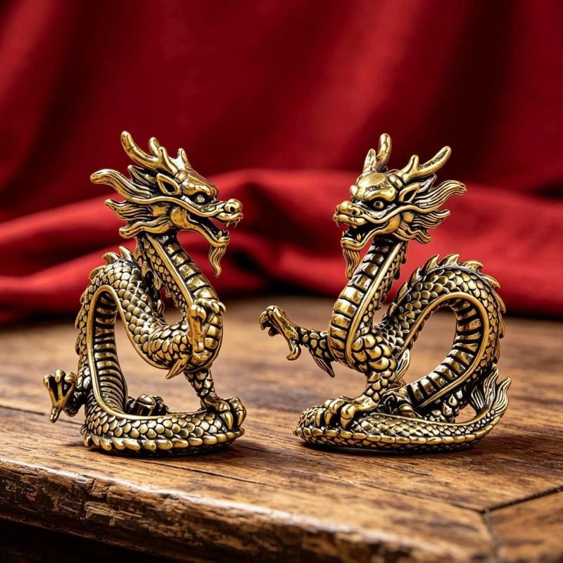 Brass Dragon Figure Home Decor Retro Decoration Desktop Tea Pet Copper Ornaments