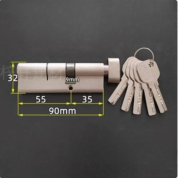 Special Custom Security Door Center Asymmetry Brass Lock Cylinder with Knob Aluminum Alloy Door Eccentric Lock Core Height 32mm