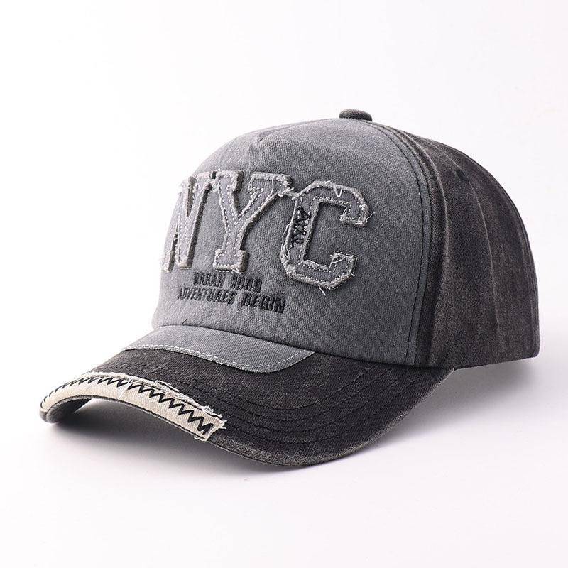 European and American new men's and women's outdoor curved brim baseball cap retro letter NYC sticker personalized cap