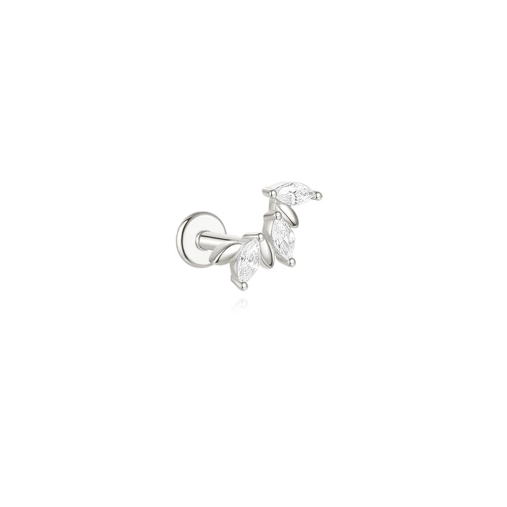 CANNER 1PZ Occhio di Cavallo Testa Piatta Filettato Perforazione Osso Auricolare Donna Argento 925 Ins Stella Fiore Geometria Zircone Orecchino a Lobo