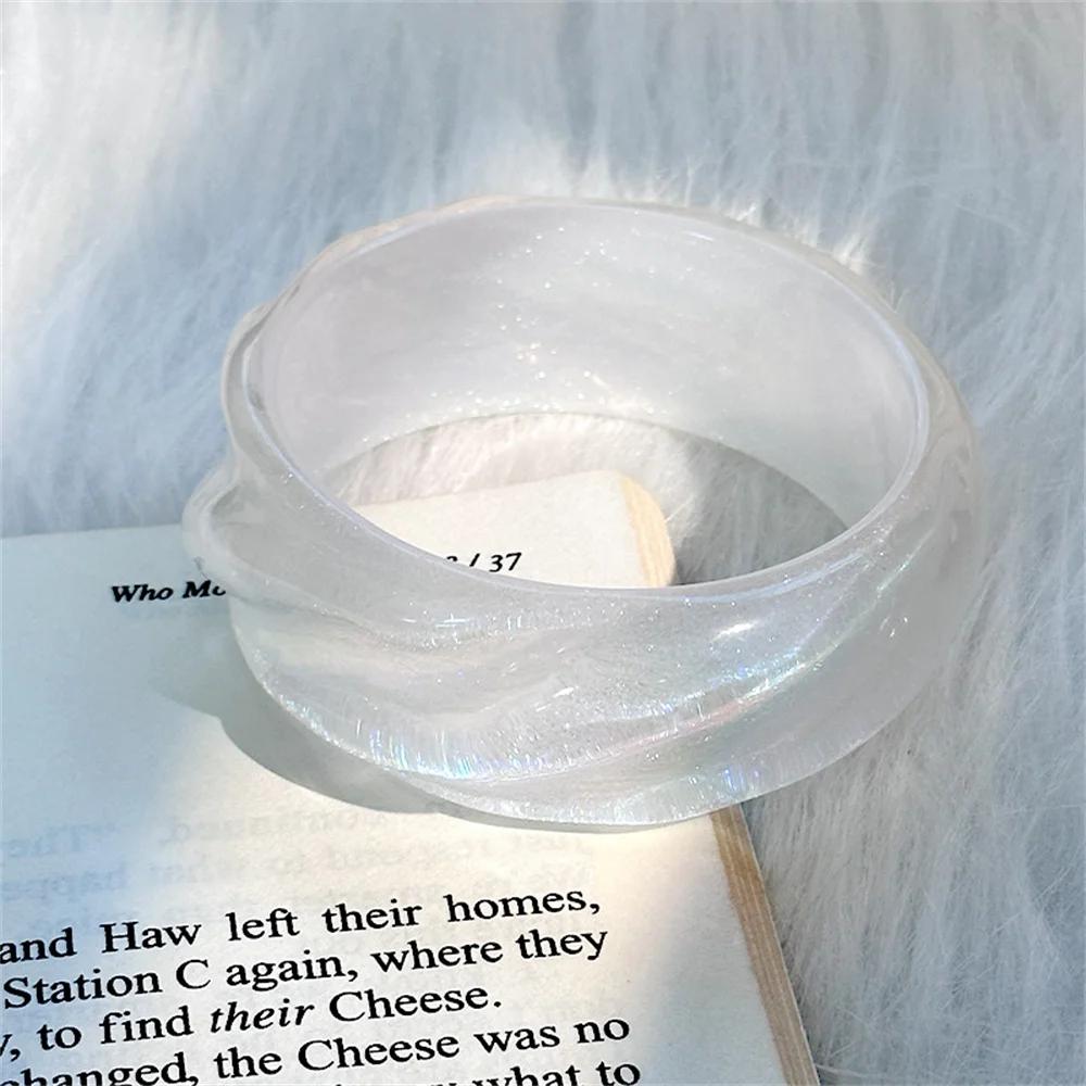 Fashion Lighting Candy Color Water Shine Round Spiral Jelly Good-looking Acrylic Bangle Bracelet Geometric Resin Trend Bracelet