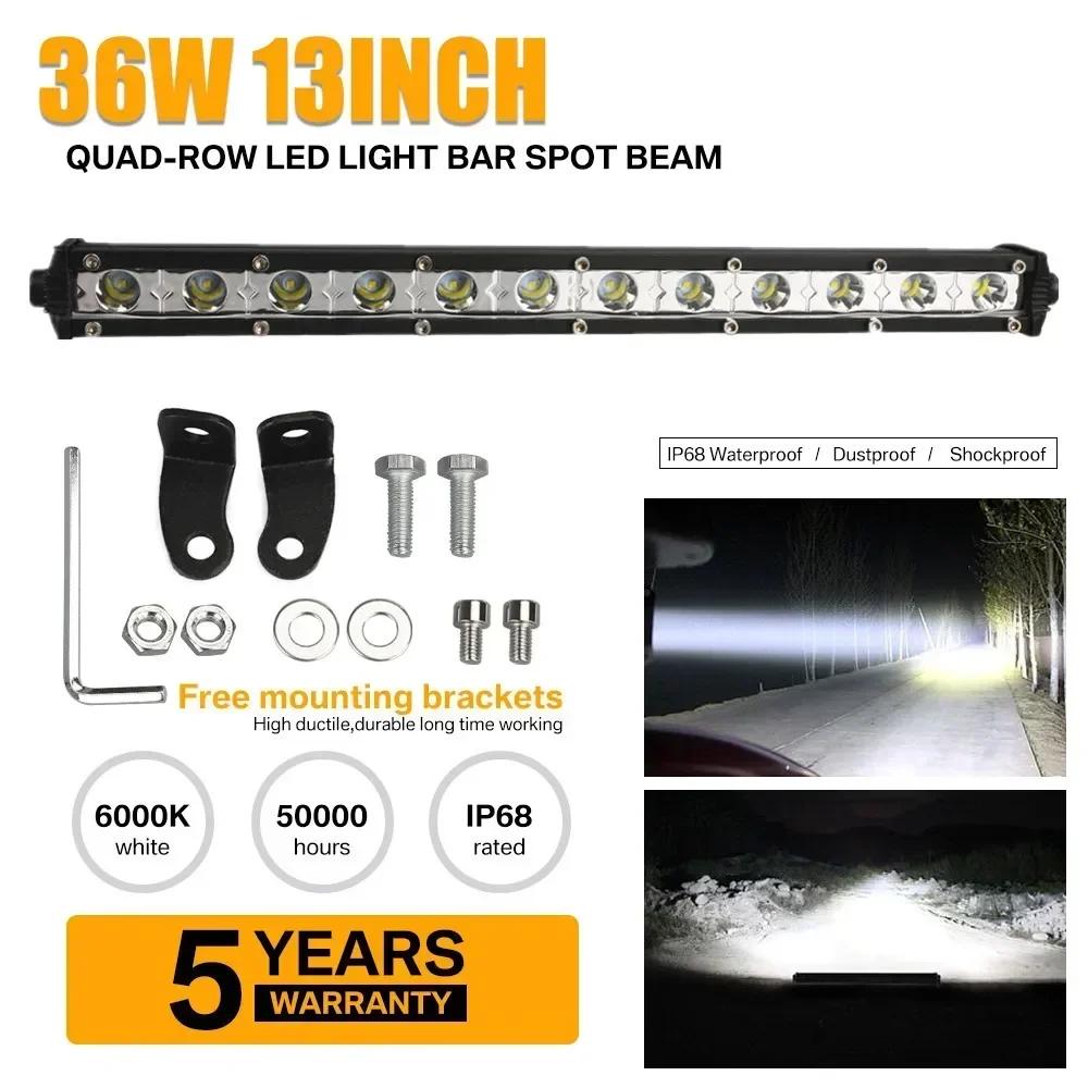 

12/13/21-дюймовый ультратонкий однорядный светодиодный точечный световой луч с антибликовым покрытием для внедорожных грузовиков, квадроциклов, внедорожников, джипов, противотуманных фар