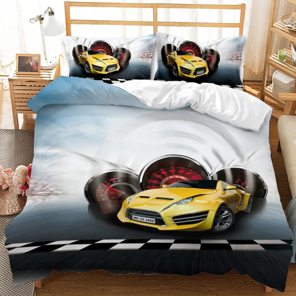 Car Race 3D Duvet Cover Set  King Queen Double Twin Single Size Bed Linen Set