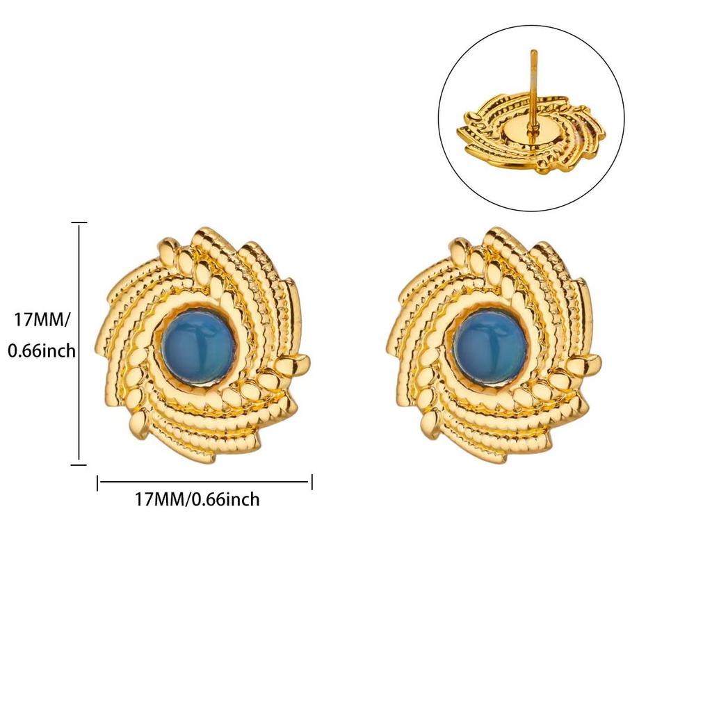 Titanium Steel Oil Dripping Color Round Stud Earrings, Earrings, Light Luxury High-end Tiger's Eye Stone Fashion Earrings, Jewelry