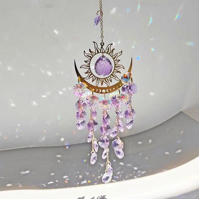 

Glass Wind Chimes Aesthetics Window Ornaments Home Decoration Luxury Hanging Ornament Living Room Interior Decor Accessories фиолетовый