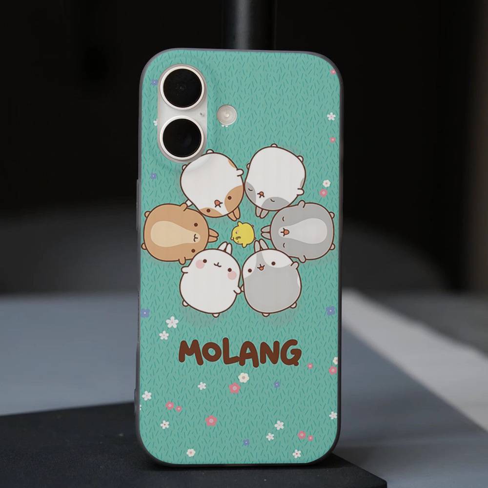 Cartoon Cute M-Molang For IPhone 17 16 15 11 12 13 14 Pro Max Plus Pro Corrugated Translucent Back Phone Cover