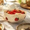 Professional Produce Cleaning Tool Ceramic Berry Washing Bowl with Drainage Holes, Fruit Kitchen Colander for Fresh Strawberries Rinse Basin, Berries