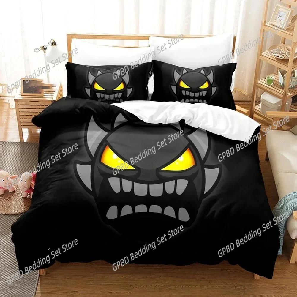 3D Game Geometry Dash Comfortable Duvet Quilt Cover Pillowcase Bedding Set Children Bedroom Decoration Home Textile