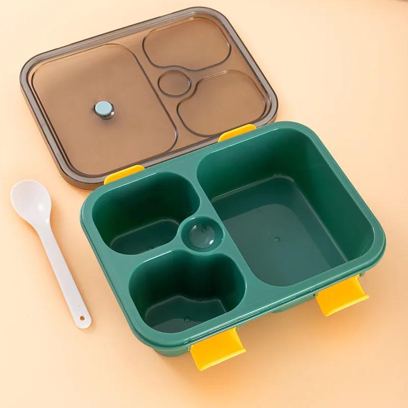Japanische Stil Bento Box Lebensmittelqualität Kunststoff Mikrowelle Erwachsener Fach Lunchbox mit Geschirr Tragbare Lebensmittelbehälter