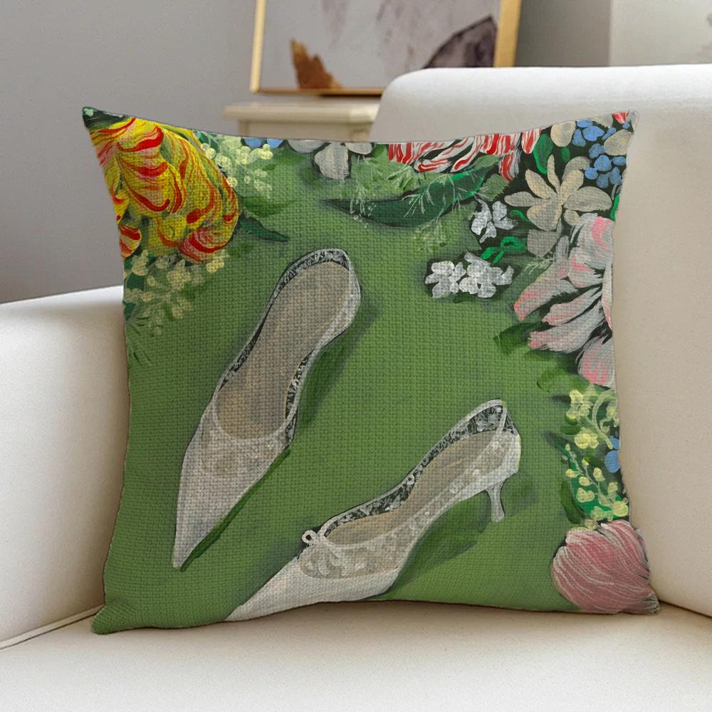 P-Yukiko Noritake Cushion Cover Natural Linen Pillowcase Set, All-In-One Decor For Sofa, Bedroom & Chair