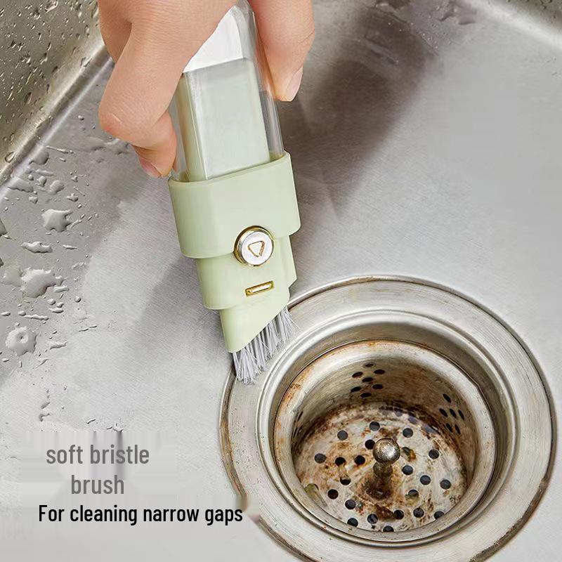 Multifunkční čisticí kartáč 4 v 1: Plast, ocelový drát, škrabka a nástroj na čištění spár pro hloubkové čištění kuchyně