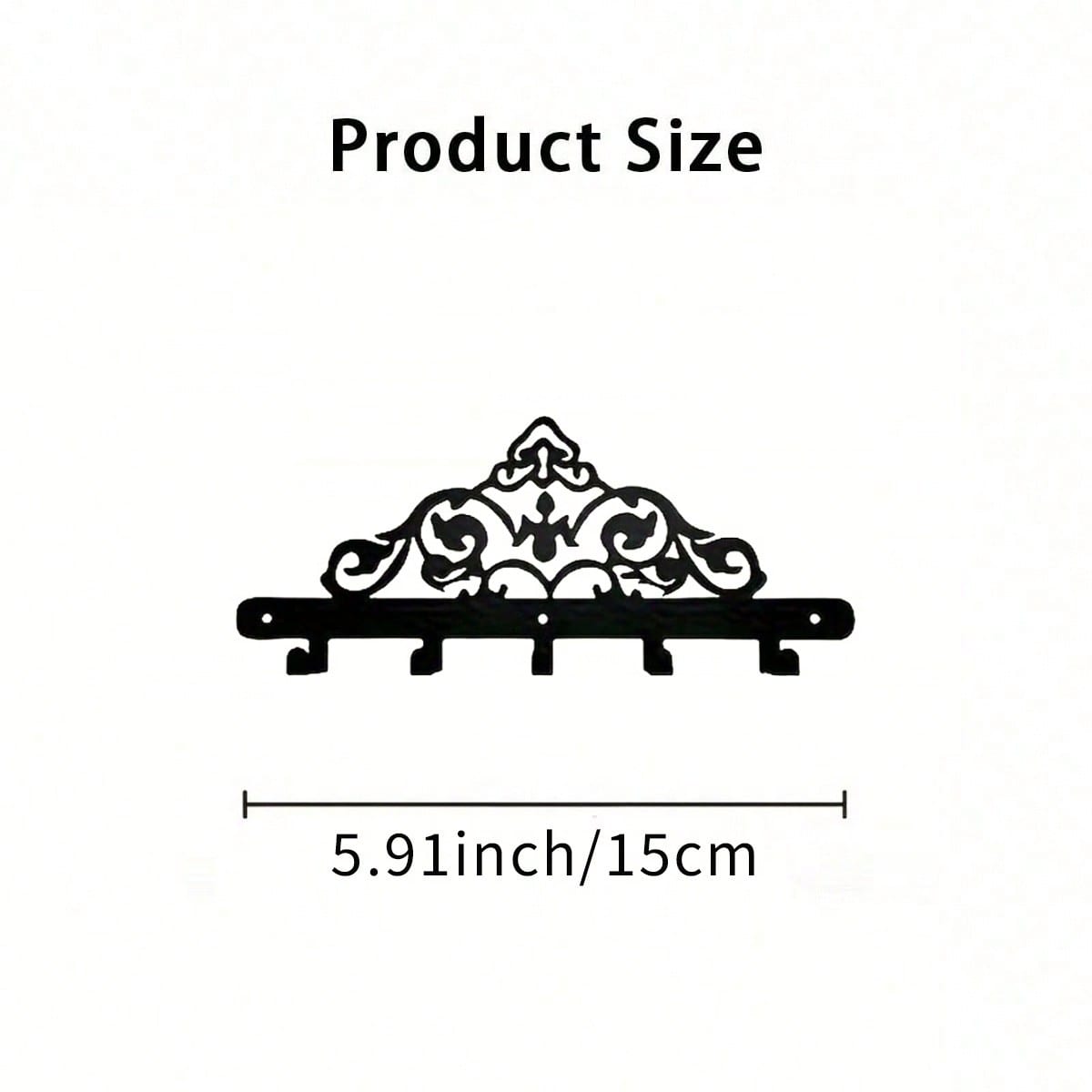 

Heavy Duty 5 Hook Cast Iron Key Holder Wall Mounted Entryway Organizer Black White Powder Coated Modern Space Saving Decor 7x15