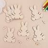 5/10/20Pcs Wooden Easter Rabbit Ornaments Kids Handmade DIY Painting Toy Gift Happy Easter Party Home Decoration Supplies