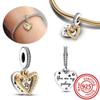 Fit Original Pantaro Charms Bracelet 925 copper Two-tone Heart Ring Mom Tree Bicycle Star Castle Candle Golden Beads DIY Zircon
