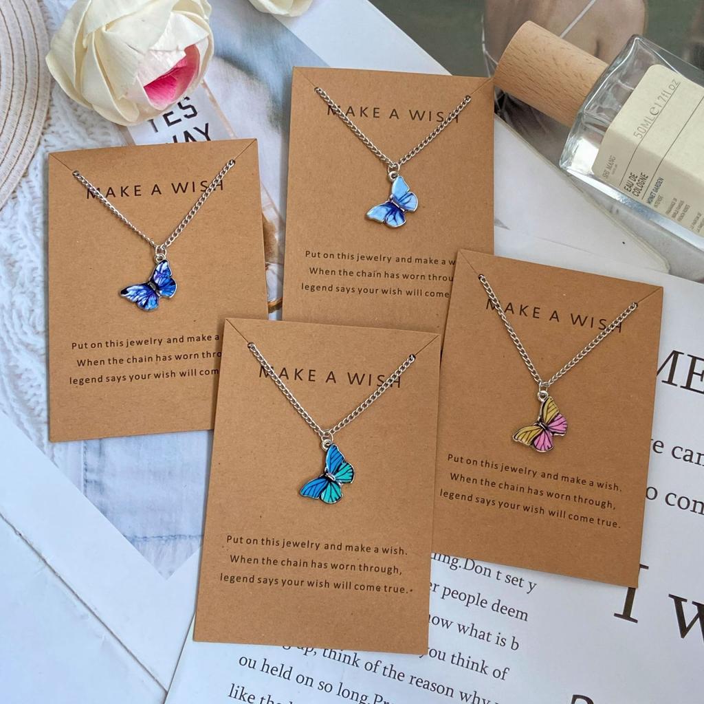 European and American Hot-selling Bohemian Alloy Butterfly Pendant Necklace Pendant Set Collarbone Chain Jewelry Card Pack