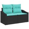 Sofa Set 8 Pcs Black and Blue Poly Rattan and Steel