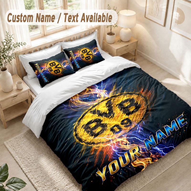 Custom Name Bedding Set 3 PiecesBorussia Dortmund Print Duvet Cover + 2 Pillowcases Soft Bed Decor