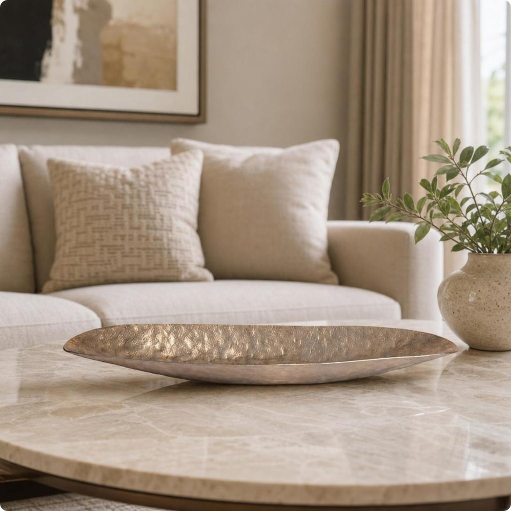 Leaf-Shaped Decorative Tray Versatile Hammered Aluminum Lightweight