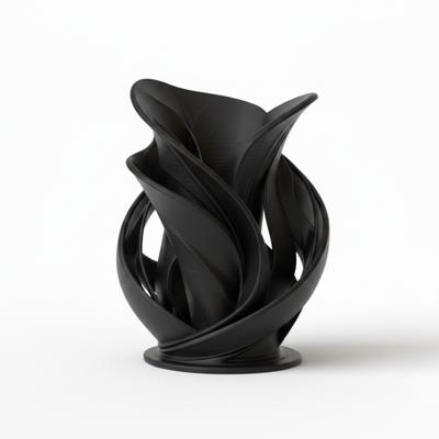 Dekorative schwarze skulpturale Spiralvase für Trockenblumen