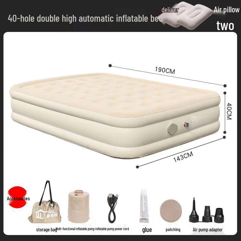 Portable Raised Air Mattress: Single/Double, Thick Inflatable Bed for Home & Outdoor Use