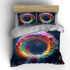 Colorful Space-Themed Three-Piece Decor Soft Skin-Friendly Bedding Set Includes 1 Duvet Cover And 2 Pillowcase Gift