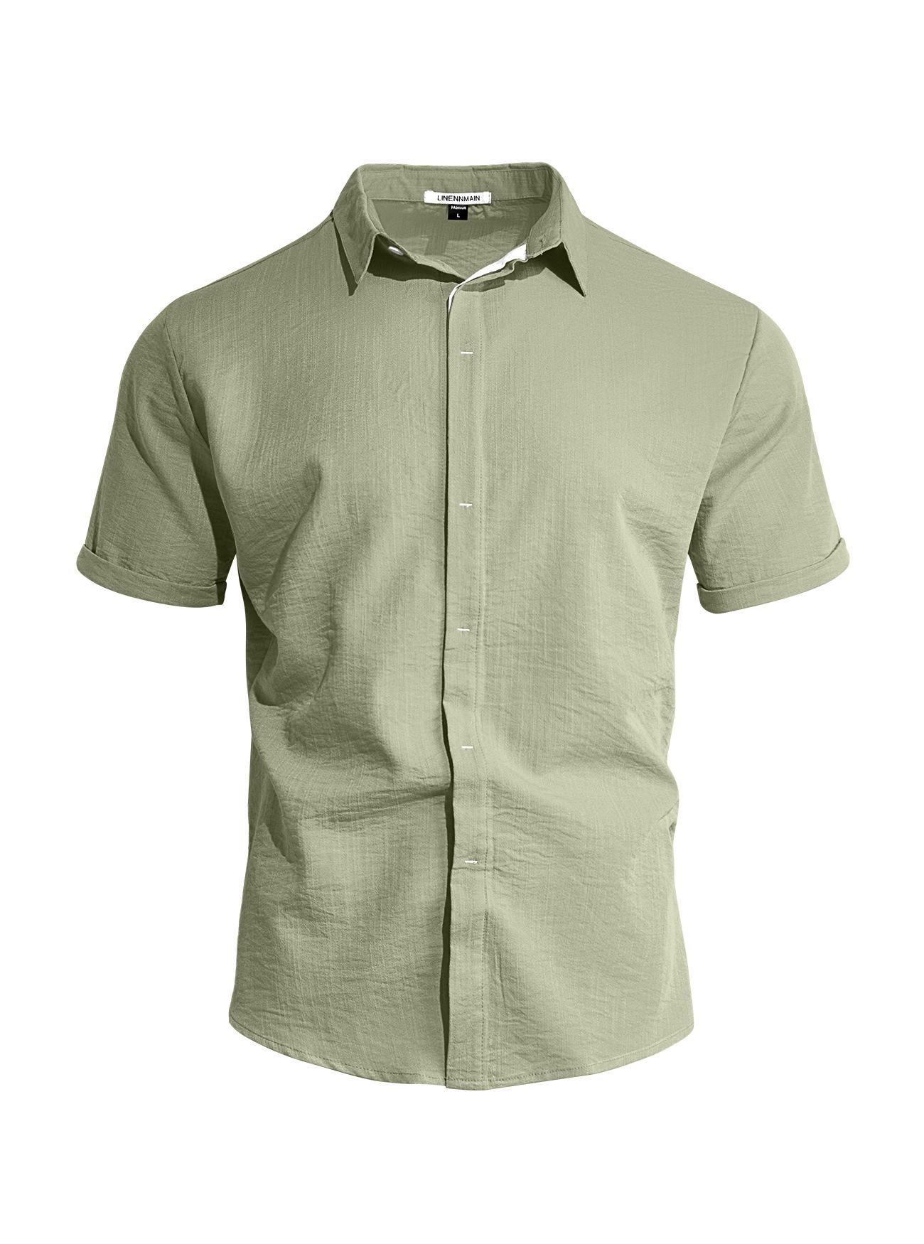 Summer short-sleeved men s solid color simple casual business commuter cardigan button-down lapel shirt men S