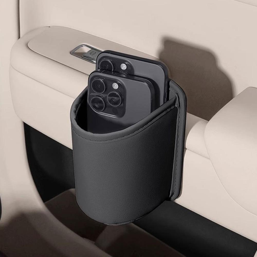 2-Pack Car Door Cup Holders - Robust Faux Leather Cup Holders with Non-slip Base, Door-mounted Cup Holders for Back Seat, Center Console, Beverage Box