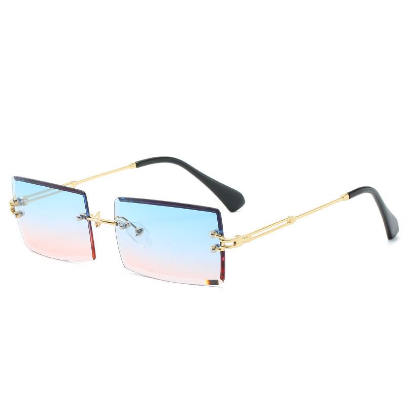 2020 Trendy Rimless UV400 Square Sunglasses Rectangle Sun Glasses Shades Fashion Sunglasses