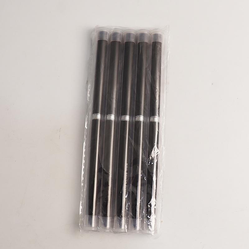 Nail Art Brush Set - 5-Piece with Brown Handles, Copper Tubes, and Nylon Bristles for Blending, Lining, and Gel Polish Painting.