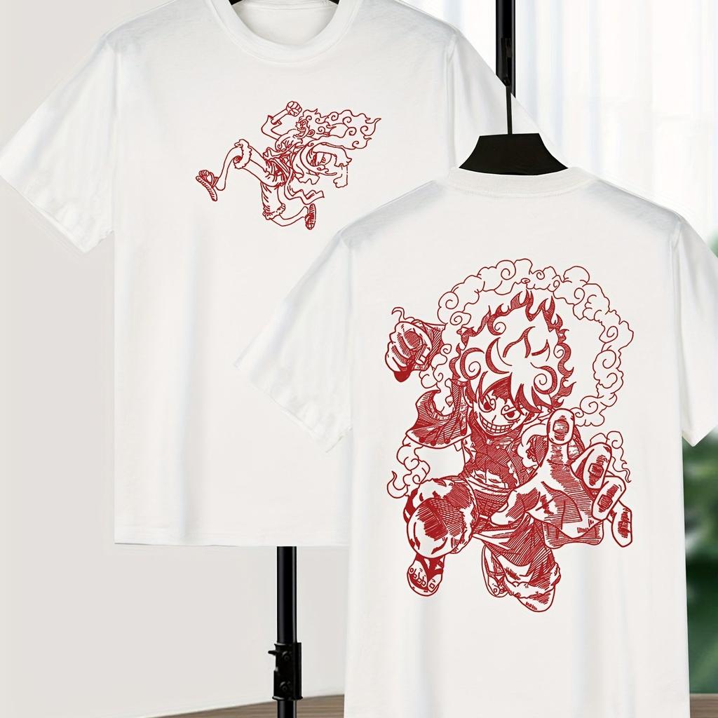 ONE PIECE Nika Luffy Gear 5 Sommer T-Shirt Lässig Sport Fitness Locker Bequem Baumwolle Übergroß Kurzarm Herren Damen Top