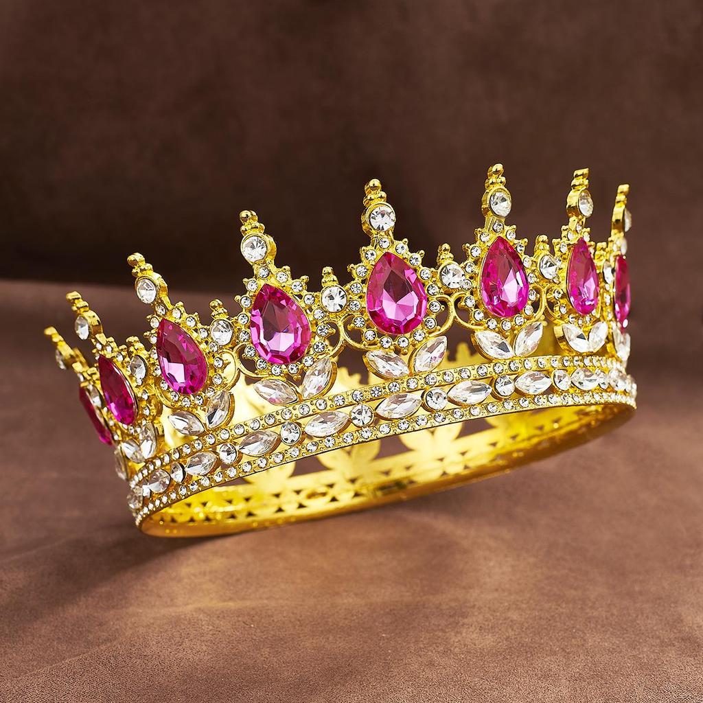 European Baroque Rhinestone King Crown Headpiece Tiara