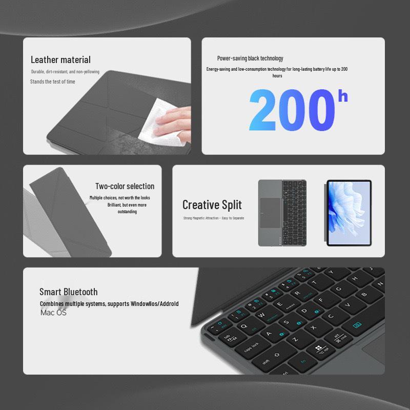 Multi-Functional Portable Leather Touch Foldable Detachable Keyboard